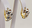 Сережки із жовтого і білого золота 585 проби з діамантами і сапфірами  с155-0251, фото 9