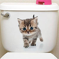 Вінілова наклейка на стіну, у ванну, на туалет "крокуючий котик" (23 см*25 см)