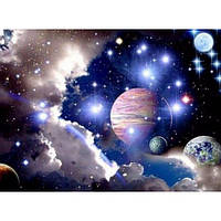 Діамантова вишивка. Картина на підрамнику "Світло й космос", 30х40см, квадратні стрази