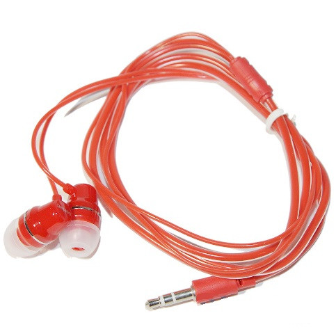 Навушники провідні вакуумні з мікрофоном SERTEC ST-208 Червоний, фото 1