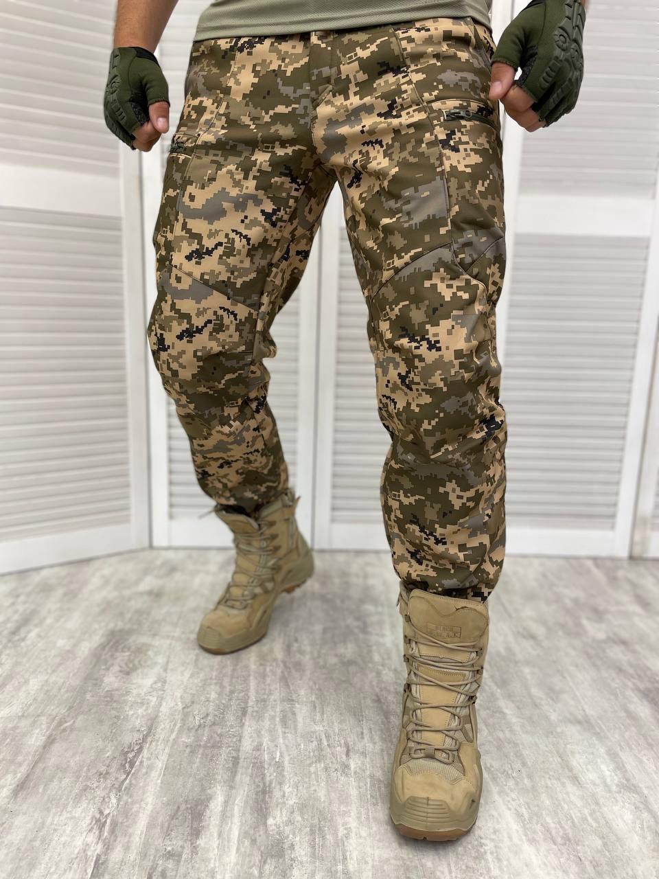 ШТАНИ ВІЙСЬКОВІ ТАКТИЧНІ ТЕПЛІ ЗИМА Soft Shell СОФТ ШЕЛ ПІКСЕЛЬ РОЗМІР S\ M\ L\ XL\ XXL\ ТМ
