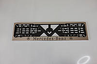 Рамка номерного знака из нержавеющей стали с надписью MERCEDES -BENZ(1 шт). Рамка номера из нержавейки