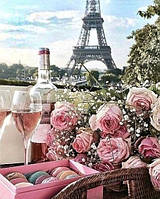 Діамантова вишивка. Картина на підрамнику "Романтика в Парижі", 40х50см, квадратні стрази