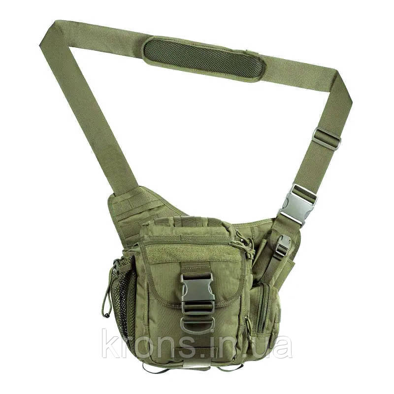 Сумка тактична через плече AOKALI Outdoor A03 (Green) компактна армійська із сіткою для води, фото 1