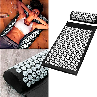 Акупунктурний масажний килимок Acupressure Mat Bed or of Nails Чорний