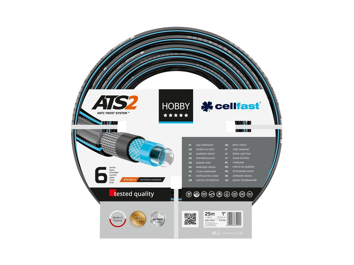 Поливальний шланг Cellfast HOBBY 1 дюйм 25 м садовий шестишаровий - 16-230