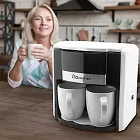 Кавоварка DOMOTEC MS-0706 Біла (500 Вт, 2 кер. чашки по 150 мл), фото 3