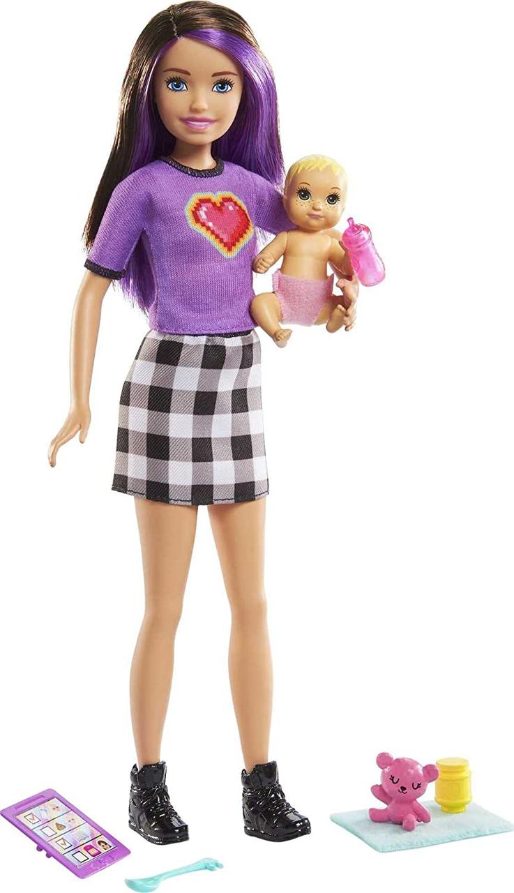 УЦІНКА (Примʼята коробка) Ігровий набір Лялька Барбі Няня Скіпер з немовлям Barbie Skipper Babysitters Brunette GRP11