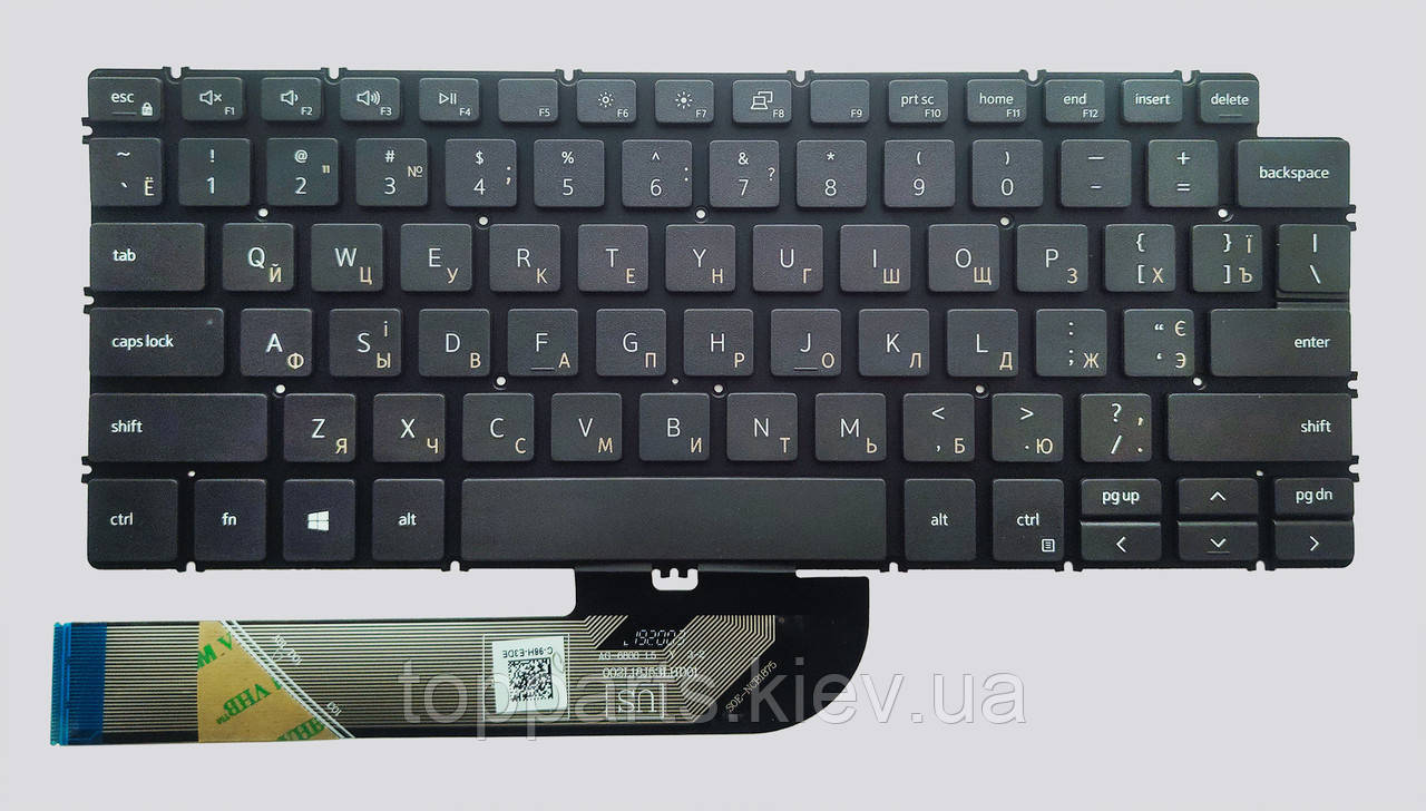 Клавіатура для ноутбуків Dell Inspiron 5390, 5391, 5490, 5491, 5493, 5498, 7391, 7490, чорна без рамки UA/RU/US