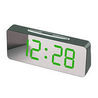 Мережевий настільний годинник VST-763Y-4 + температура (USB) Зелені цифри