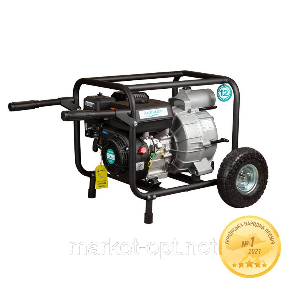Мотопомпа 7.5л.с. Hmax 28 м Qmax 70 м3/год (4-тактний) для брудної води AQUATICA (772537), фото 1