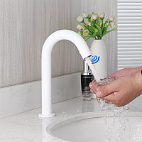 Смеситель белый сенсорный бесконтактный кран  в ванную,латунный дизайнерский смеситель(єВідновлення)