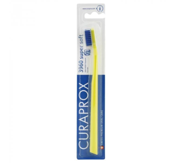 Зубная щетка CURAPROX 3960 Super Soft d 0.10 mm супер мягкая Оригинал. Цвет желтый - фото 1 - id-p1690799140