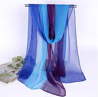Женский шарф шифоновый фиолетово-голубой - размер приблизительно 150*48см
