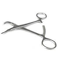 Костотримач вигнутий з кремальєрою. Довжина 14 см, р.ч. 15 х 3 мм