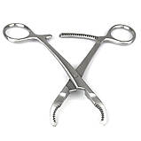 Костотримач вигнутий з кремальєрою. Довжина 14 см, р.ч. 15 х 3 мм, фото 3