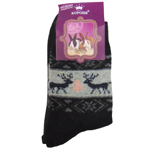 Жіночі шкарпетки термо ангора Корона 2352 37-41 чорні, фото 1