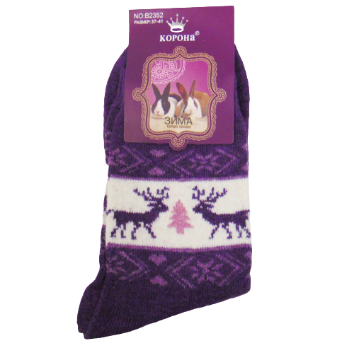 Жіночі шкарпетки термо ангора Корона 2352 37-41 фіолетові, фото 1
