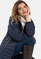Демисезонная женская куртка (пальто) Volcano длинная с капюшоном, синяя XL