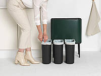 Brabantia Bo Touch Bin 3 внутренних ведра по 11 литров (зеленая сосна) Кухонная корзина для отходов