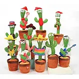 Грандіозний кактус, що співає пісні з підсвічуванням Dancing Cactus TikTok іграшки Повторення кактуса кактуса зелений, фото 6