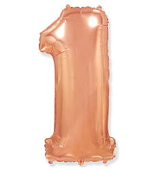 Кулька Цифра "1" (36 см), Іспанія, колір - рожеве золото