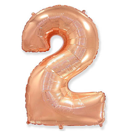 Кулька Цифра "2" (36 см), Іспанія, колір - рожеве золото, фото 1
