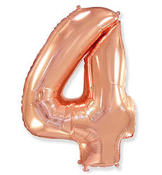 Кулька Цифра "4" (36 см), Іспанія, колір - рожеве золото