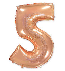 Кулька Цифра "5" (36 см), Іспанія, колір - рожеве золото