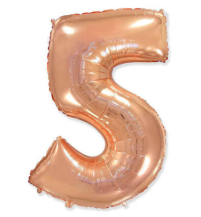 Кулька Цифра "5" (36 см), Іспанія, колір - рожеве золото, фото 1