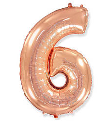 Кулька Цифра "6" (36 см), Іспанія, колір - рожеве золото