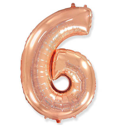 Кулька Цифра "6" (36 см), Іспанія, колір - рожеве золото, фото 1