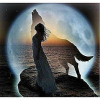 Діамантова вишивка. Картина на підрамнику "Повна луна", 30х30см, квадратні стрази