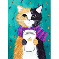 Діамантова вишивка. Картина на підрамнику Пухнастий котик, 20х30см, квадратні стрази