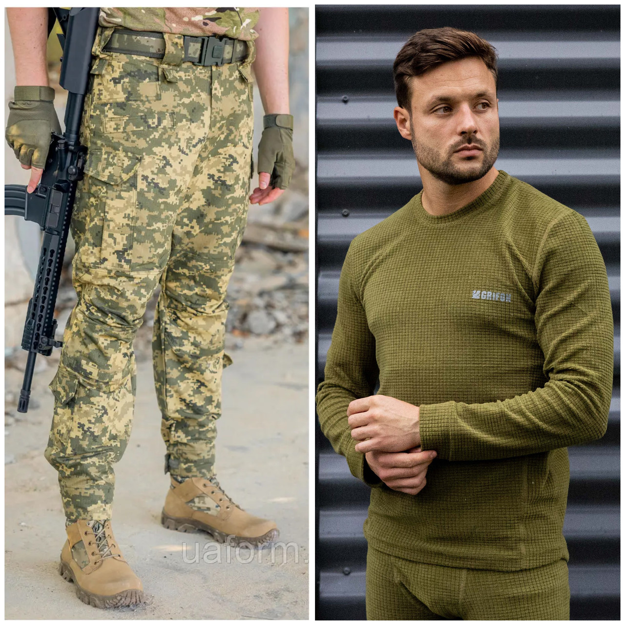 Комплект: Штани тактичні Grofon Apex + тактична термобілизна (олива/чорна)