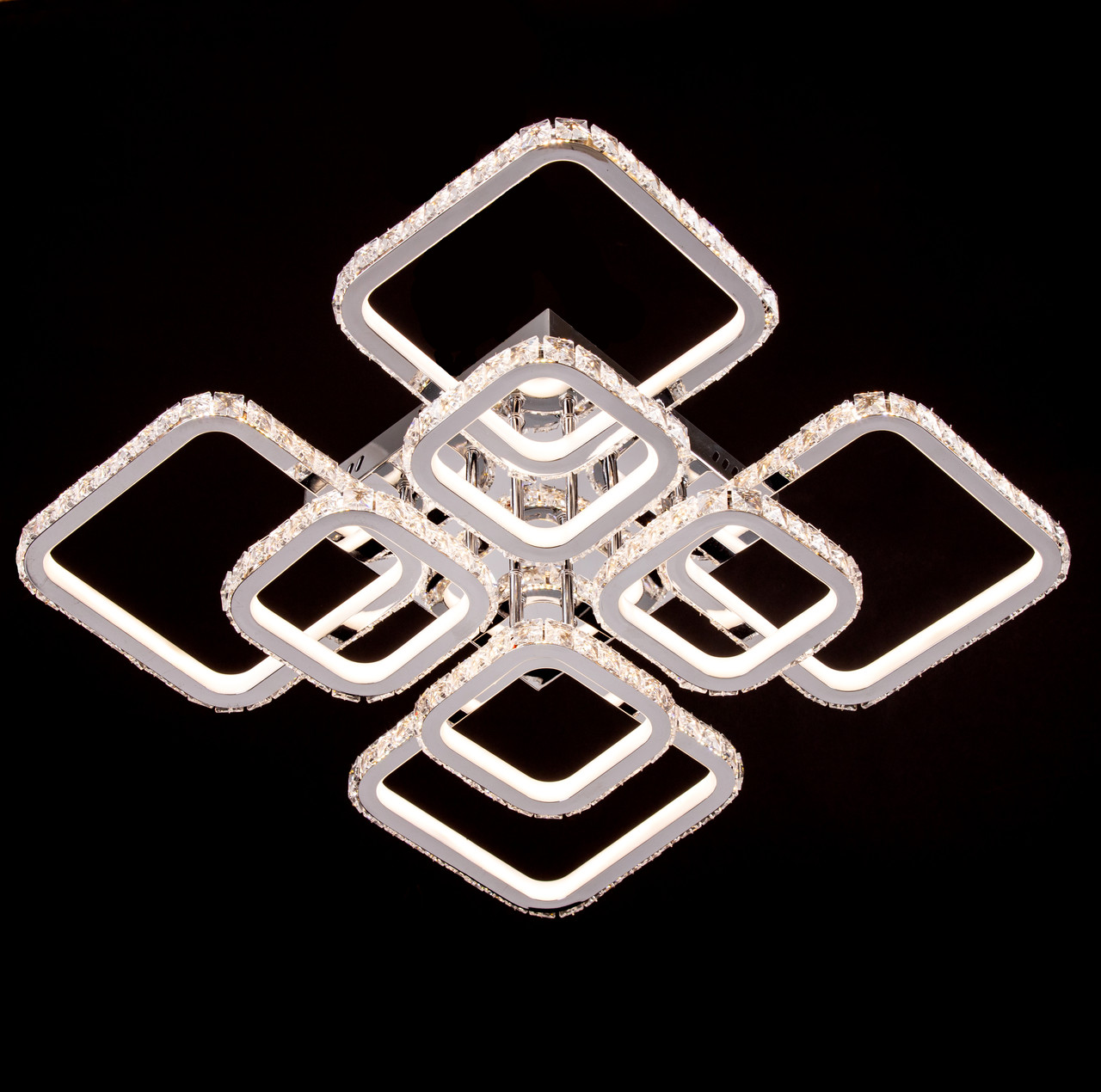 Люстра світлодіодна кришталь led на пульті SY-7942/4+4 CR DIMMER 600*600*140 400W