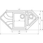 Мийка для кухні гранітна кутова GLOBUS LUX GARDA А0005 1000x500x219мм на півтори чаші сіра 000014435, фото 2
