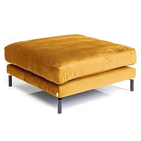 Банкетка пуф для передпокою MeBelle KAMAL 102 х 102 х 50 в спальню, гірчичний жовтий велюр