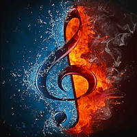 Діамантова вишивка. Картина на підрамнику "Музика", 30х30см, квадратні стрази