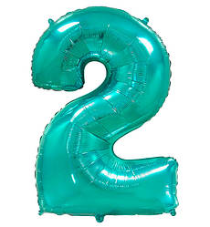 Кулька Цифра "2" (100 см), Іспанія, колір - тіффані