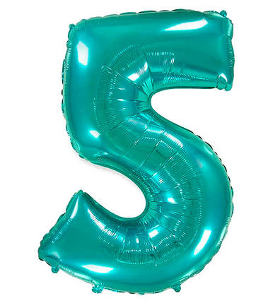 Кулька Цифра "5" (100 см), Іспанія, колір - тіффані, фото 1