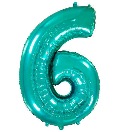 Кулька Цифра "6" (100 см), Іспанія, колір - тіффані, фото 1