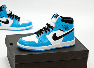Блакитні жіночі кросівки Nike Air Jordan 1 Retro