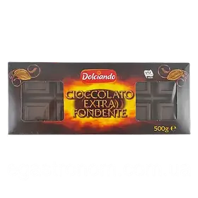 Італійський чорний гіркий шоколад 500 грамів Dolciando Cioccolato Extra Fondente Оригінал