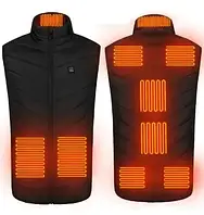 Жилет із підігріванням, 9 зон нагрівання, від PowerBank (USB-кабель) для туризму, риболовлі, відпочинку, XL