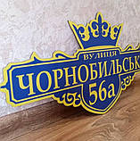 Адресна табличка на дім з назвою вулиці, провулка з короною, фото 3
