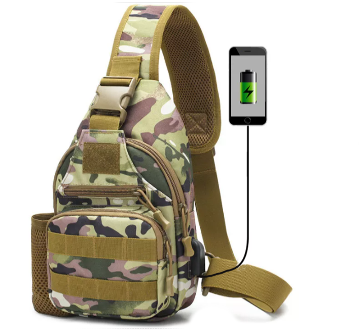 Тактична сумка нагрудна рюкзак через плече мультикам з USB виходом