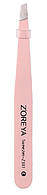 Пінцет для брів скошений Zoreya рожевий