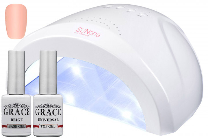 Набір лампа SUNone White UV/LED 48W Камуфлююча база №1 + Топ Grace 8 мл AVADONA