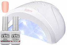 Набір лампа SUNone White UV/LED 48W Камуфлююча база №1 + Топ Grace 8 мл AVADONA